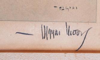 Olgyai Viktor (1870-1929): Téli erdő. Rézkarc, papír, jelzett, üvegezett keretben, 24×22 cm