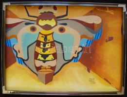 Kormos Balázs (1976-): Geometria, olaj falemezen, keretben, 42x56 cm (hátoldalán Sugár Gábor 2006 jelzéssel olajkép)