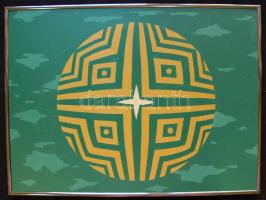 Kormos Balázs (1976-): Geometria, olaj falemezen, keretben, 42x56 cm (hátoldalán Sugár Gábor 2006 je...