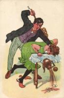 Man spanking a woman, Humour
