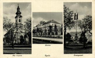 Gyula, Református templom, Országzászló, Közkórház (EK)