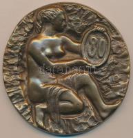 László Péter? (1918-2007) DN "8" aranyozott Br plakett dísztokban (85mm) T:2