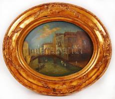 Jelzés nélkül: Velence. Olaj, farost, antik keretben, 24x18 cm