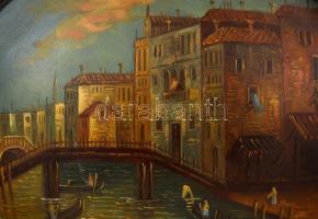 Jelzés nélkül: Velence. Olaj, farost, antik keretben, 24x18 cm