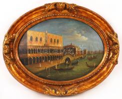 Jelzés nélkül: Velence, Dózse-palota. Olaj, farost, antik keretben, 36x28 cm