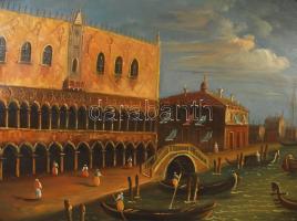 Jelzés nélkül: Velence, Dózse-palota. Olaj, farost, antik keretben, 36x28 cm