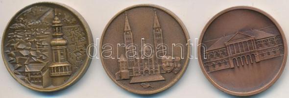 DN 3db klf bronz városi érem "Makó" + "Sopron" + "Szeged" (32mm) T:1-