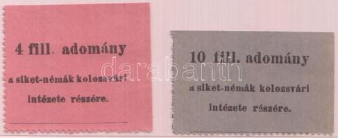 ~1920. 4f + 10f adomány "A siket-némák kolozsvári intézete részére" T:I