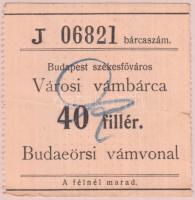 Budapest / Városi vámbárca 40f Budaeörsi vámvonalra T:II- (beszakadás)