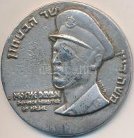 Izrael 1971. Móse Daján / 23. Függetlenség Napja ezüstözött Br emlékérem (58mm) T:2 Israel 1971. Moshe Dayan / 23rd Independence Day silver plated Br medallion (58mm) C:XF