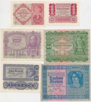 Ausztria 1922. 1K-1000K (6x) inflációs sor T:I,I-,II,II-,III Austria 1922. 1-1000 Kronen (6x) inflation banknotes C:UNC,AU,XF,VF,F