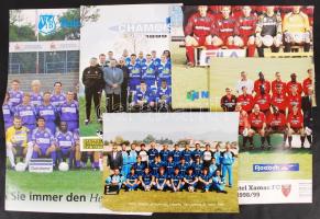 cca 1999-2000 Külföldi és magyar focistákkal kapcsolatos nyomtatványok, csapatképek