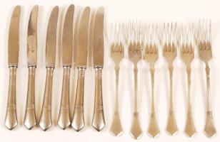 6 db alpakka süteményes villa és kés eredeti dobozában