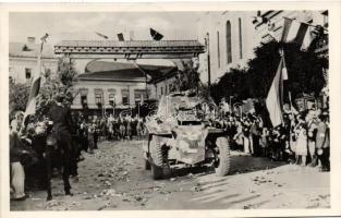 Marosvásárhely, bevonulás / entry of the Hungarian troops, tank, vissza So. Stpl (gluemark)