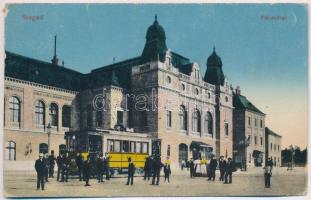 Szeged, vasútállomás, villamos Rókus-Széchenyi tér irányban