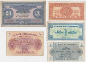 Ausztria/nemzetközi megszállás 1944. 50Gr + 1Sch-20Sch (4x) T:III Austria/allied occupation 1944. 50 Groschen + 1 Schilling - 20 Schilling (4x) C:III
