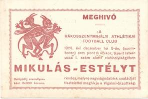 Krampuszos meghívó a rákosszentmihályi athlétikai football club mikulás estélyére / invitation to a Hungarian sport clubs Saint Nicholas eve feast, Krampus