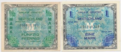 Német 3. Birodalom / Szövetséges megszállás 1944. 1/2M + 1M T:II,III German Third Reich / Allied occupation 1944. 1/2 Mark + 1 Mark C:XF,F