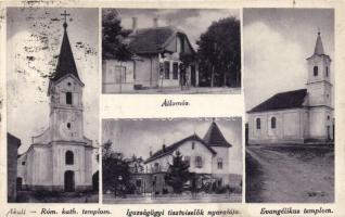 Balatonakali, Római katolikus és Evangélikus  templom, vasútállomás, Igazságügyi tisztviselők nyaralója, dr. Doroghy Kálmán ügyvédnek címzett képeslap