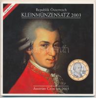 Ausztria 2003. 1c-2€ 8db-os forgalmi sor eredeti dísztokban T:BU Austria 2003. 1 Cent, 2 Cent, 5 Cent, 10 Cent, 20 Cent, 50 Cent, 1 Euro, 2 Euro collector set in original case C:BU