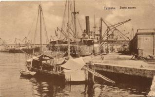 Trieste, Porto nuovo / port, steamship, boats (EK)
