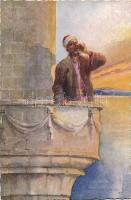 Constantinople, Muezzin, artist signed (non PC)