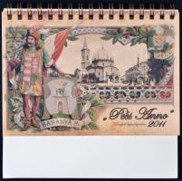 "Pécs Anno" korabeli képeslapokon, 2011. évi naptár 13 db szép állapotú reprint képpel / P...