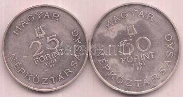1961. 25Ft Ag + 50Ft Ag "Bartók Béla" pár dísztokban T:P