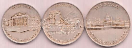 1956. 10Ft + 20Ft + 25Ft Ag "10 éves a Forint" sor T:2