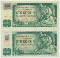 Csehszlovákia 1961. 100K (2x) az egyik szlovák bélyegzéssel T:III Czechoslovakia 1961. 100 Korun (2x) one with Slovak stamp C:F