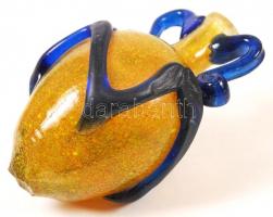 3 db színes üvegváza és 1 db régi üveg fűszertartó, m: 14, 20, 29 és 35 cm