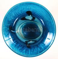 Szecessziós stílusú kék üvegváza, hibátlan, 24x21 cm