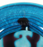 Szecessziós stílusú kék üvegváza, hibátlan, 24x21 cm