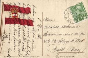 'Hissen eines Torpedos' Pola, K.u.K. navy - litho flag on backside (EB)