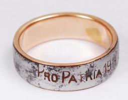 Rézre húzott fém Pro Patria 1914 feliratú gyűrű, méret: 55 / World War I iron rings with Pro Patria 1914 inscription, s: 55