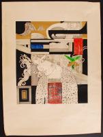 Szász Endre (1927-2003): Magda. Szitnyanyomat, papír, jelzett, számozott 52/100. hajtásokkal és a szélén gyűrődésekkel 50x70 cm