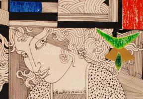 Szász Endre (1927-2003): Magda. Szitnyanyomat, papír, jelzett, számozott 52/100. hajtásokkal és a sz...