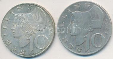 Ausztria 1957-1958. 10Sch Ag (2x) T:2-,3 Austria 1957-1958. 10 Schilling Ag (2x) C:VF,F
