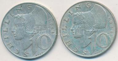 Ausztria 1959-1965. 10Sch Ag (2x) T:2-,3 Austria 1959-1965. 10 Schilling Ag (2x) C:VF,F