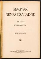 Kempelen Béla: Magyar nemes családok. VIII. köt. (Noéh-Qiuwal) Bp. 1914. Kiadói aranyozott egészvász...