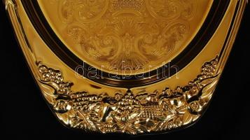 "Baldwin" díszes, ólomkristály betétes kínáló tálca 27x45 cm