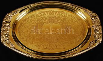 "Baldwin" díszes, ólomkristály betétes kínáló tálca 27x45 cm