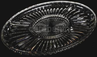 "Baldwin" díszes, ólomkristály betétes kínáló tálca 27x45 cm