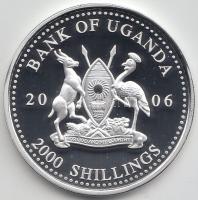 Uganda 2006. 2000Sh Ag "A labdarúgás halhatatlanjainak csarnoka - Anglia 1980-as évek/Gary Lineker" T:PP  Uganda 2006. 2000 Shilling Ag "Hall of Fame of football - England 1980s/Gary Lineker" C:PP