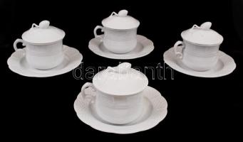 Herendi porcelán kávéskészlet, 4 db csésze fedéllel és alátéttel, hibátlan, jelzett,