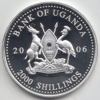 Uganda 2006. 2000Sh Ag "A labdarúgás halhatatlanjainak csarnoka - Brazília 1980-as évek/Zico" T:PP  Uganda 2006. 2000 Shilling Ag "Hall of Fame of football - Brazil 1980s/Zico" C:PP