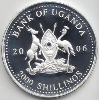 Uganda 2006. 2000Sh Ag "A labdarúgás halhatatlanjainak csarnoka - Magyarország 1960-as évek/Albert Flórián" T:PP  Uganda 2006. 2000 Shilling Ag "Hall of Fame of football - Hungary 1960's/Flórián Albert" C:PP
