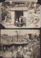 1917 június, Kaverne J. r. 39. Techn. Komp.  fedezék építés kőmorzsolóval, a képek sarka hiányos, 2 db katonai fotó, 8x11 cm