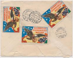 1947 Levél az USA-ból 3 db American Hungarian Relief levélzáróval