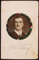 1921 Pécs Pannónia szálloda: A kormányzó látogatása alkalmából tartott díszebéd menükártyája, Horthy Miklós saját kezű aláírásával